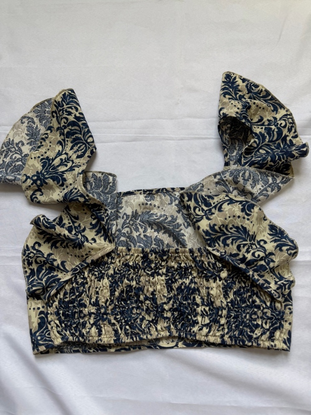 90s Style Blue Floral Corset Crop Top Festival Boho Medium - Picture 6 of 11